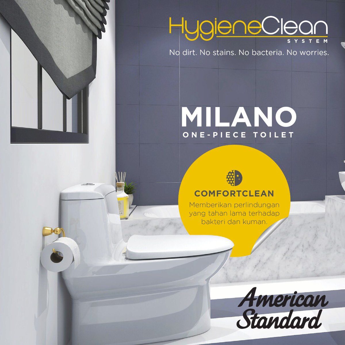 AMStandard_ID's tweet image. Mengutamakan kebersihan setiap product toiletnya, American Standard hadir dengan teknologi ComfortClean yang secara efektif akan membunuh bakteri E.Coli yang bersarang di kamar mandi Anda.