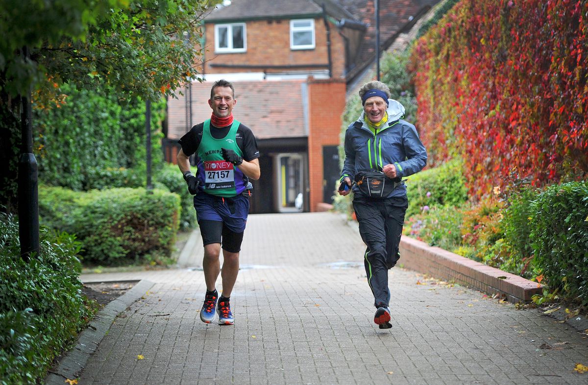 Here's some inspiration for our Yr11s & #Sixthformers as they prepare to tackle this afternoon's House #crosscountry.    Mr Dolding and former staff member Rodney Jones completed the @LondonMarathon this weekend around the lanes of Shropshire.