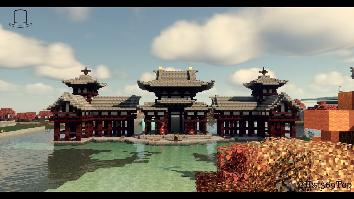 O Xrhsths Top Hat Sto Twitter 和風建築ド素人プレゼンツ 平等院鳳凰堂的な建物 です お納めください 出来はともかく 和風建築楽しかったですね Minecraft Minecraft建築コミュ バニラ建築学部