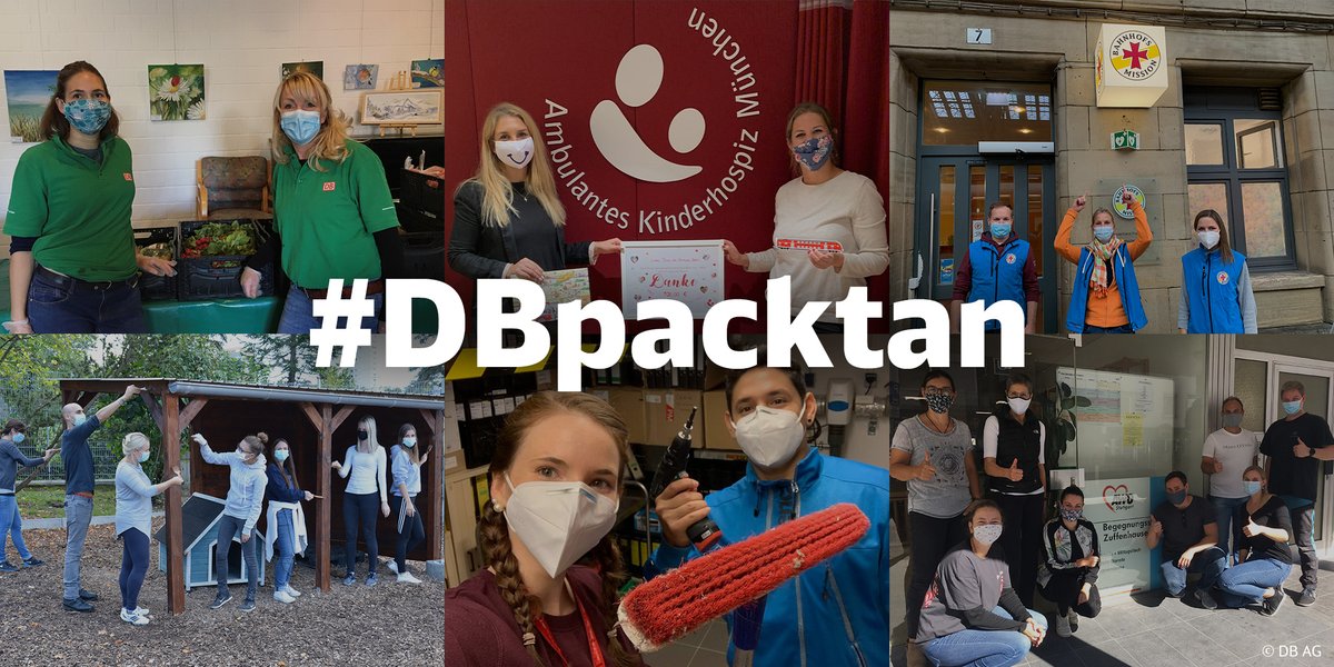 #Ehrenamt ist für uns Ehrensache! Deshalb haben in der letzten Woche rund 400 unserer Mitarbeiterinnen und Mitarbeiter bei der Aktionswoche #DBpacktan mitgemacht und z.B. die <a href="/Bahnhofsmission/">Bahnhofsmission</a> unterstützt. Insgesamt konnten bundesweit 28 Projekte umgesetzt werden. #dasistgrün
