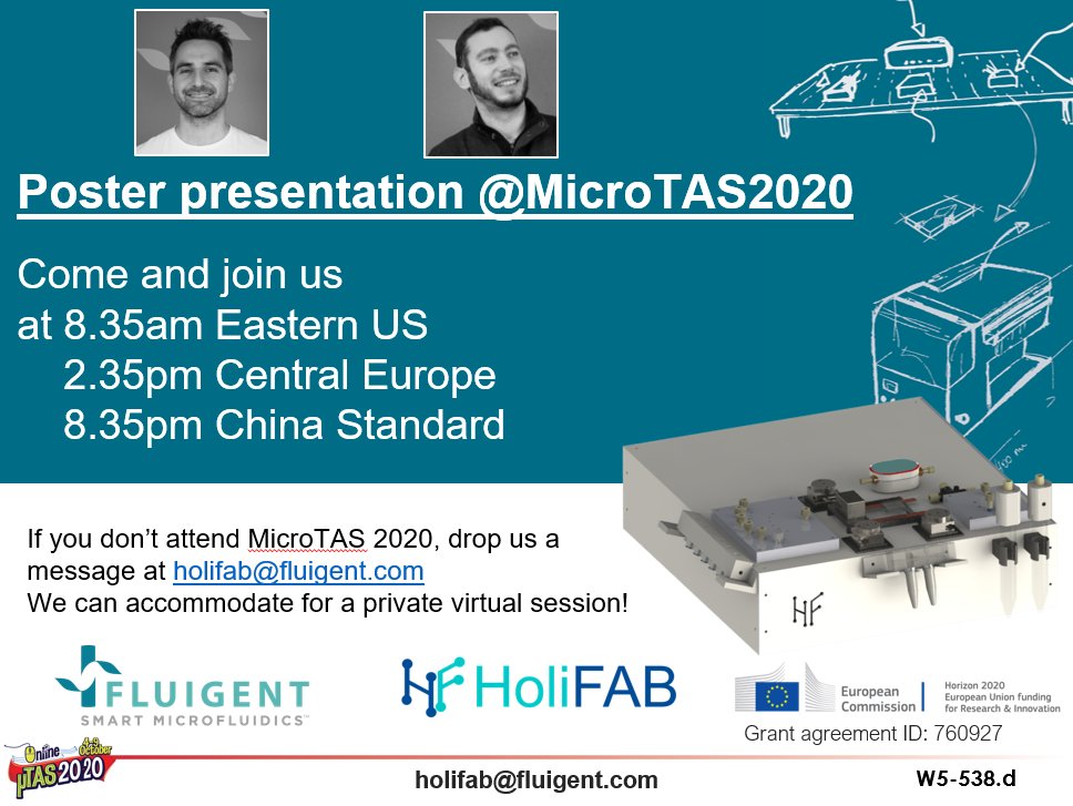 ⏳ H-4 for our poster presentation at @MicroTas2020 !

Join poster W5-538d interactive session at ⏰2.35pm CET

<a href="/Fluigent/">Fluigent</a> <a href="/DCU/">Dublin City University</a> <a href="/institut_curie/">Institut Curie</a> <a href="/CNRS/">CNRS 🌍</a> <a href="/EU_Commission/">European Commission</a> <a href="/EU_ScienceHub/">EU_ScienceHub</a> 

#microfluidics #instruments