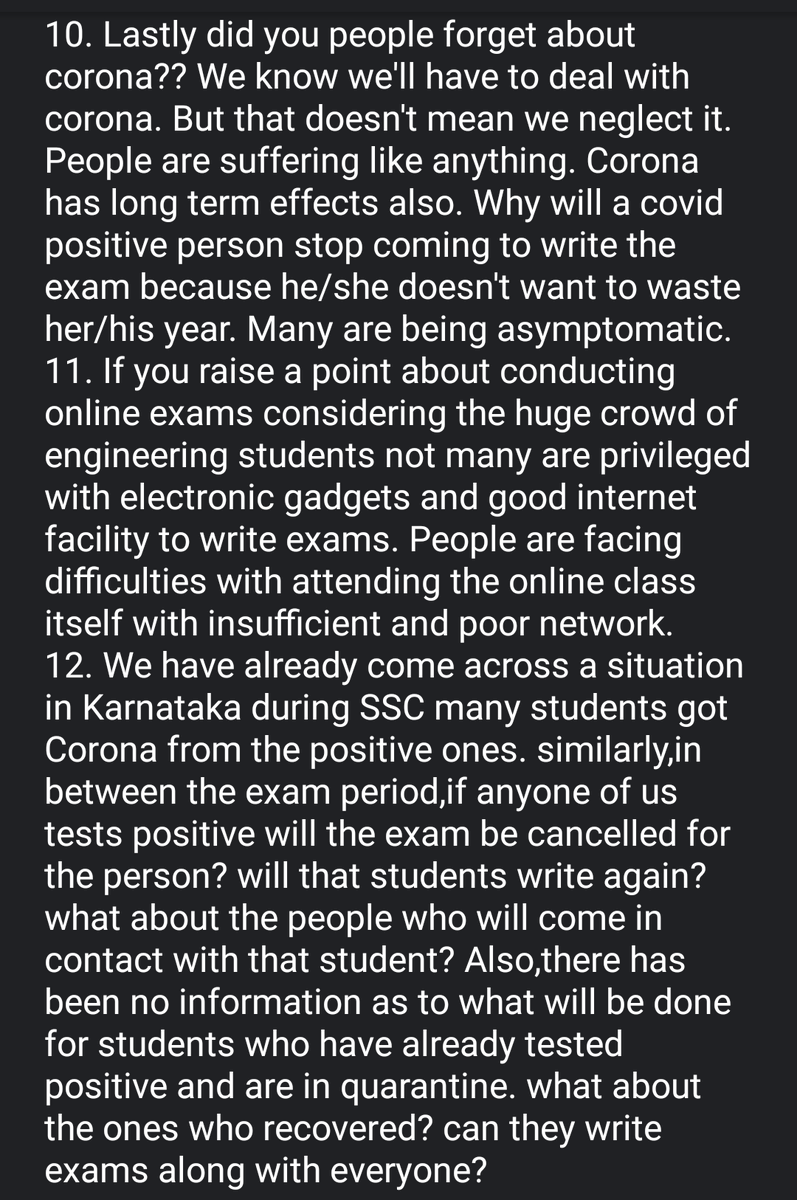 Akanksh60783906's tweet photo. We want answers to all the questions asked below @KTRTRS @KTRoffice @TelanganaCMO @SabithaindraTRS It is not a joke to conduct exams in irregular manner #Jntuh Voice out for us if our points seem legitimate to you  @V6News @TV9Telugu @TSNSUI @NewIndianXpress https://t.co/ks6L72NBfl