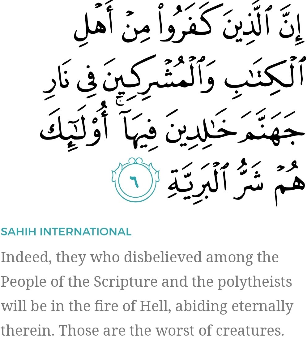 _sadsith's tweet photo. @Jannahelch_ @SheBornFree @TAEHYUNGGOODBOI It says non Muslims are worst of creatures Do you know this? https://t.co/GMSfpPfr0R