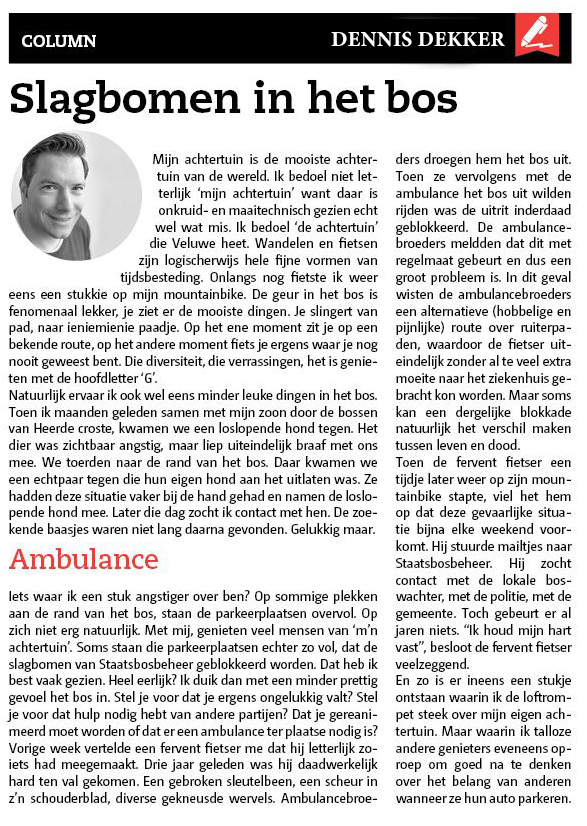 dnnsdkkr's tweet photo. Stukkie geschreven over 'mijn' achtertuin. En over slagbomen in het bos. En de blokkades daarvan...
Lees hier verder>> https://t.co/T7nGt7MZJR
(Column is vandaag verschenen in @veluws_nieuws)
#MediaMagneet #column #veluwe #staatsbosbeheer #slagbomen https://t.co/n6x102Q1Ml