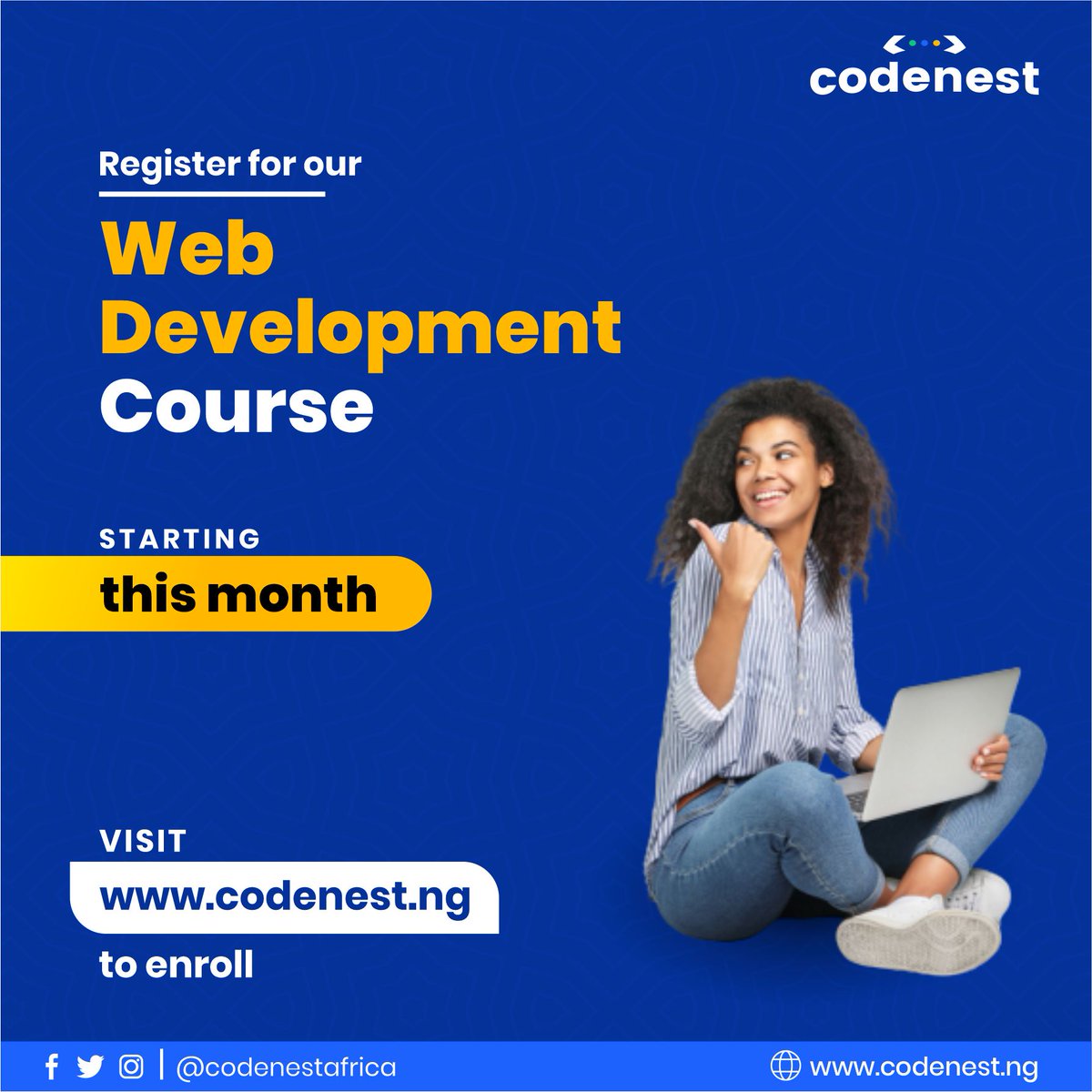 codenestafrica's tweet image. We are kickstarting another cycle of learning later this month.
You can be a part of this by visiting codenest.ng to register.
We have a SCHOLARSHIP offer currently going on. So, register NOW to enjoy it.
Carpe Diem!
#codenest #codingtwitter