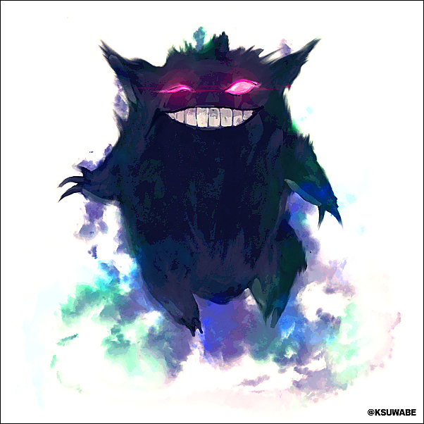gengar no humans pokemon (creature) ghost glowing eyes glowing teeth solo  illustration images