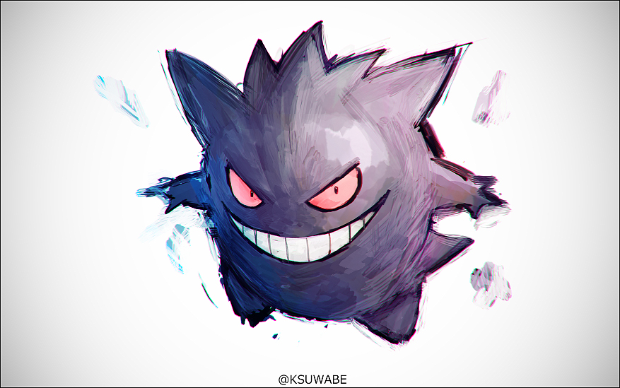 gengar no humans pokemon (creature) ghost glowing eyes glowing teeth solo  illustration images