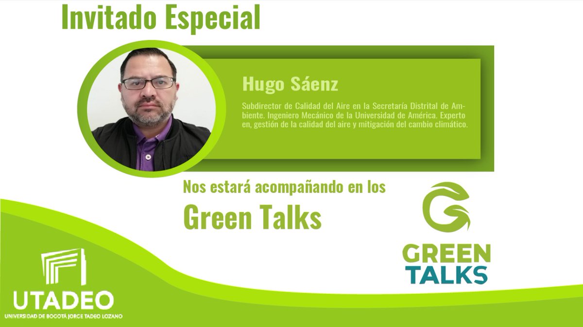 GreenUtadeo's tweet photo. El próximo 9/10/20 estaré el #GreenTalk de la 
@Utadeo_edu_co
 hablando sobre la calidad del aire en microambientes de transporte en #Bogota. Gracias a  
@fbncardenas
 por la invitación.  
@INSColombia
 junto a 
@SectorMovilidad
@SectorSalud
@ljhernandezf https://t.co/YP86K2zaLH