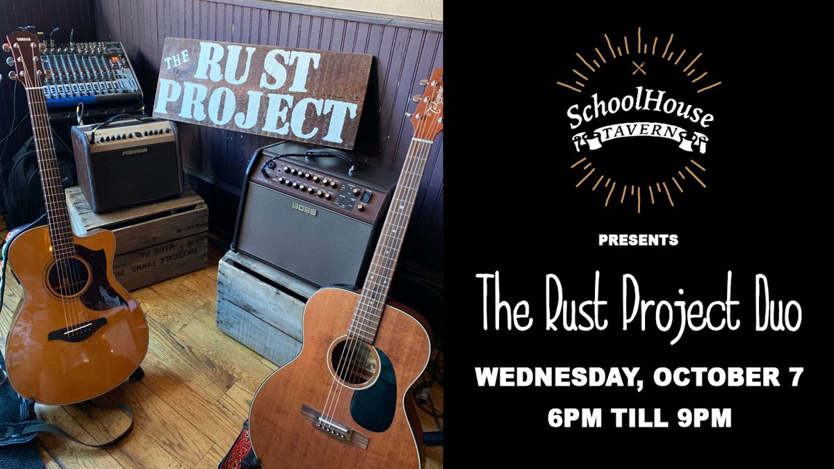 SchoolhouseTvrn's tweet image. #Livemusic returns this evening with The #RustProject Acoustic Duo. Join us out front from 6pm till 9pm.
#ClaridgePA #HarrisonCity #PennTownship #PennTrafford #Manor #Murrysville #Monroeville #LiveAcoustic #412Music #PittsburghMusic #724Music
