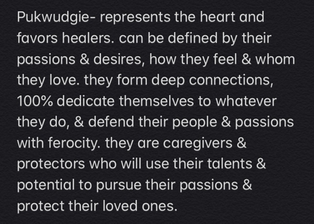 Reasoning: Aang fits every single trait for Hufflepuff- he is diligent, dedicated, fair, kind, patient, tolerant, modest and loyal. As for Pukwudgie, he fits this description perfectly.