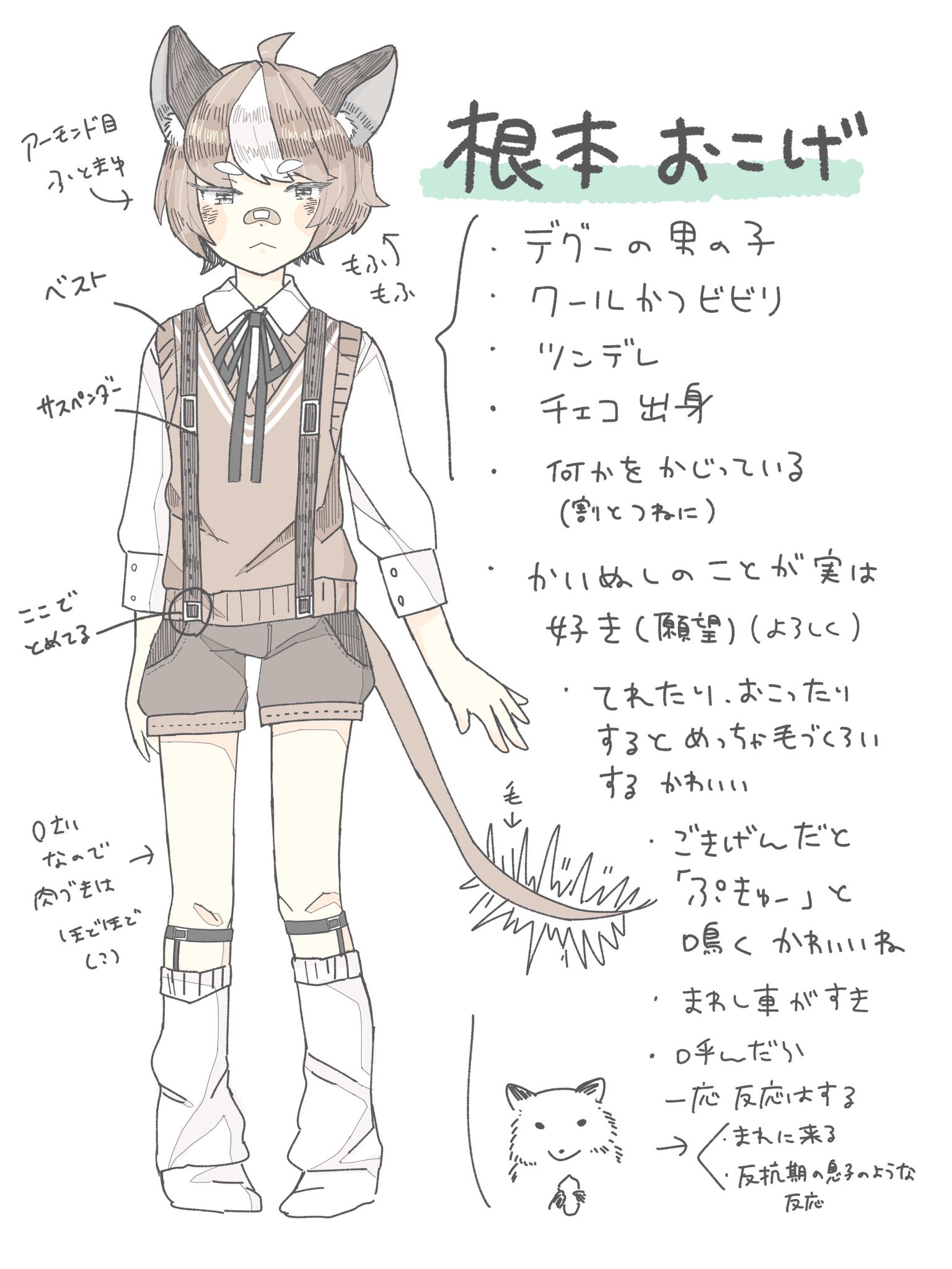 根本凪 おこげの擬人化デザイン 根本おこげ でイラストお待ちしてます 強欲