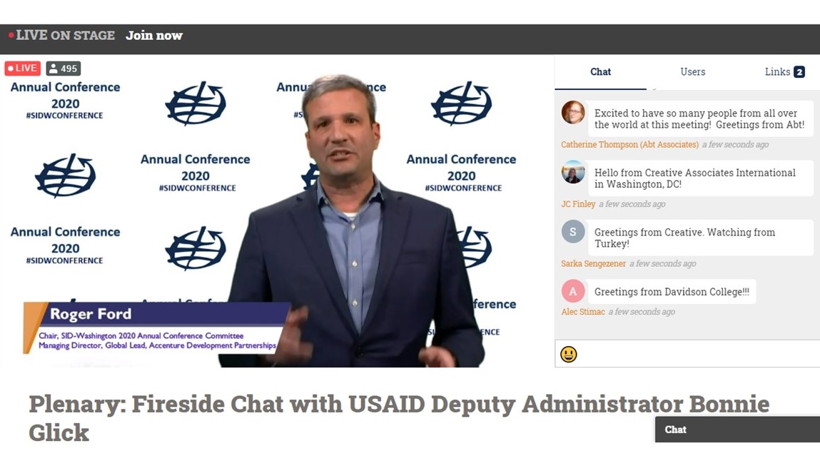 With extreme poverty increasing by 7% already during #COVID19, there has never been a more important time to bring together the @sidwashington community - <a href="/FRogerFord/">F. Roger Ford</a> <a href="/Accenture/">Accenture</a> and #SIDWConference chair opening Day 1 #AccentureDev