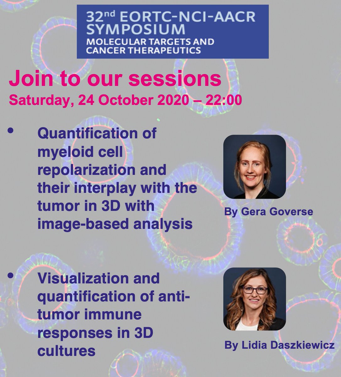 OcellO_3D's tweet photo. Join to our interesting sessions in the upcoming virtual #EORTC #NCI #AACR Symposium !

#ocellobv #3Dinvitro #immunooncology #oncology #drugdiscovery https://t.co/8DLFQjkLai