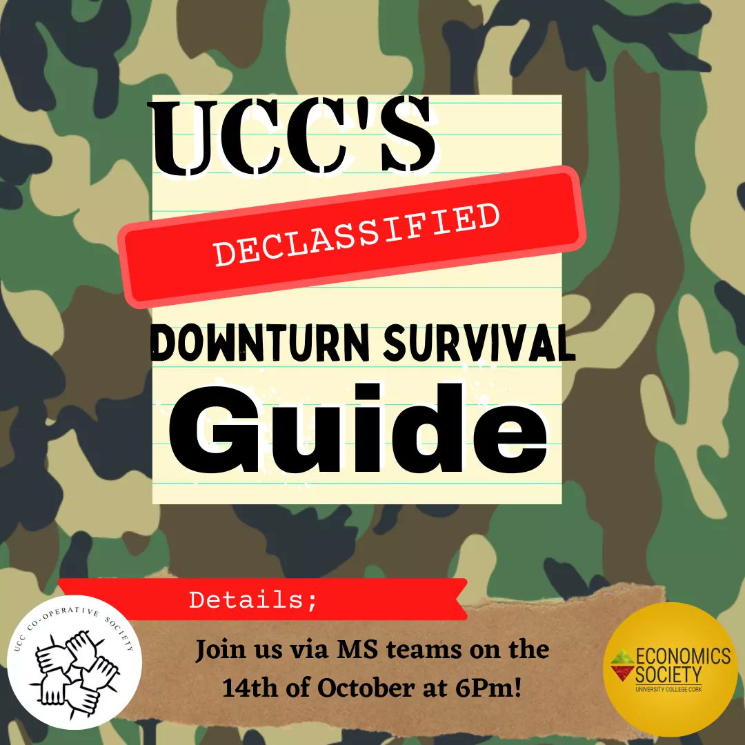 UCC Economics Society (@ucceconomics) on Twitter photo UCC's Economics Society is back! Our committee has working their hardest to bring you great events for the coming hear year!
For our first event of the year join us and <a href="/ucccoopsoc/">UCC Co-operative and Community Action Society</a>. Where we'll be analysing downturns throughout history.
facebook.com/events/s/ucc-d… UCC's Economics Society is back! Our committee has working their hardest to bring you great events for the coming hear year!
For our first event of the year join us and <a href="/ucccoopsoc/">UCC Co-operative and Community Action Society</a>. Where we'll be analysing downturns throughout history.
facebook.com/events/s/ucc-d…