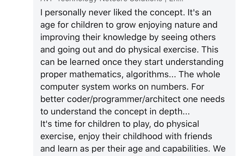 'Instead of sitting in front of gadgets, why aren't children growing up "in nature", doing "physical activities" and learning "moral values" with their friends?'Wondering how many middle-class families living in a cramped Tier-2 city apartment have access to "nature"...
