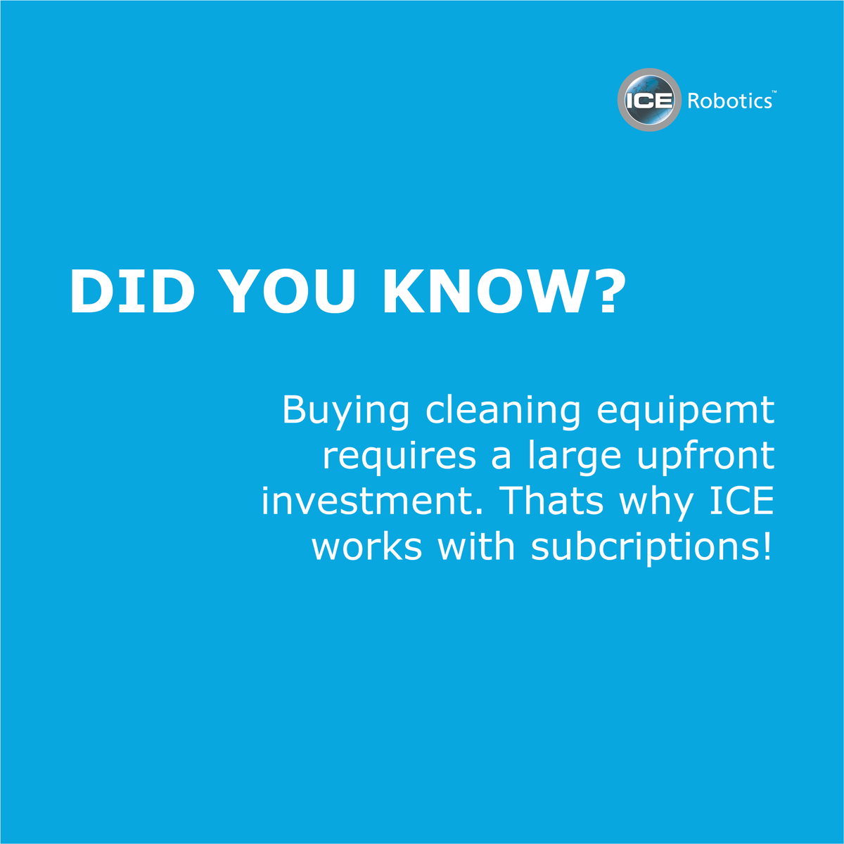 Did you know that we offer a subscription model for all our cleaning solutions?

Full service, 
Smart insights, 
Fixed price.

Learn more at:
resources.icerobo.com/blog/the-subsc…

#convenience #cleaning #subscriptionmodel
