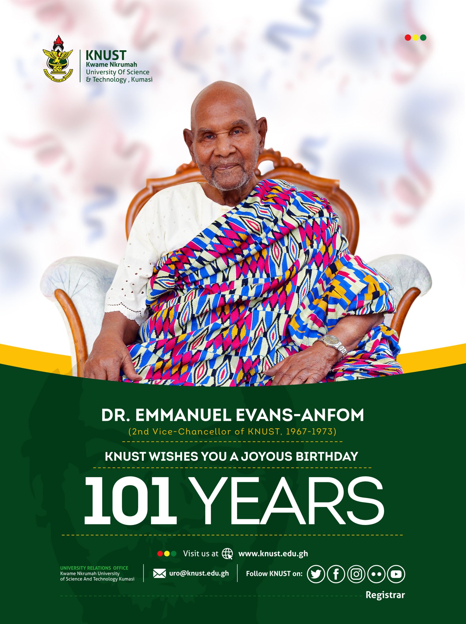 KNUST on Twitter: "Joyous Birthday to Dr. Emmanuel Evans-Anfom, our 2nd Vice Chancellor (1967-1973).… "