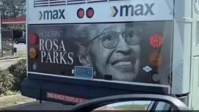... The award for ''Worst Advert Placement Ever" goes to..... 

...Yes - Its the 'Honouring Rosa Parks' Poster....

.... On the BACK OF A BUS.