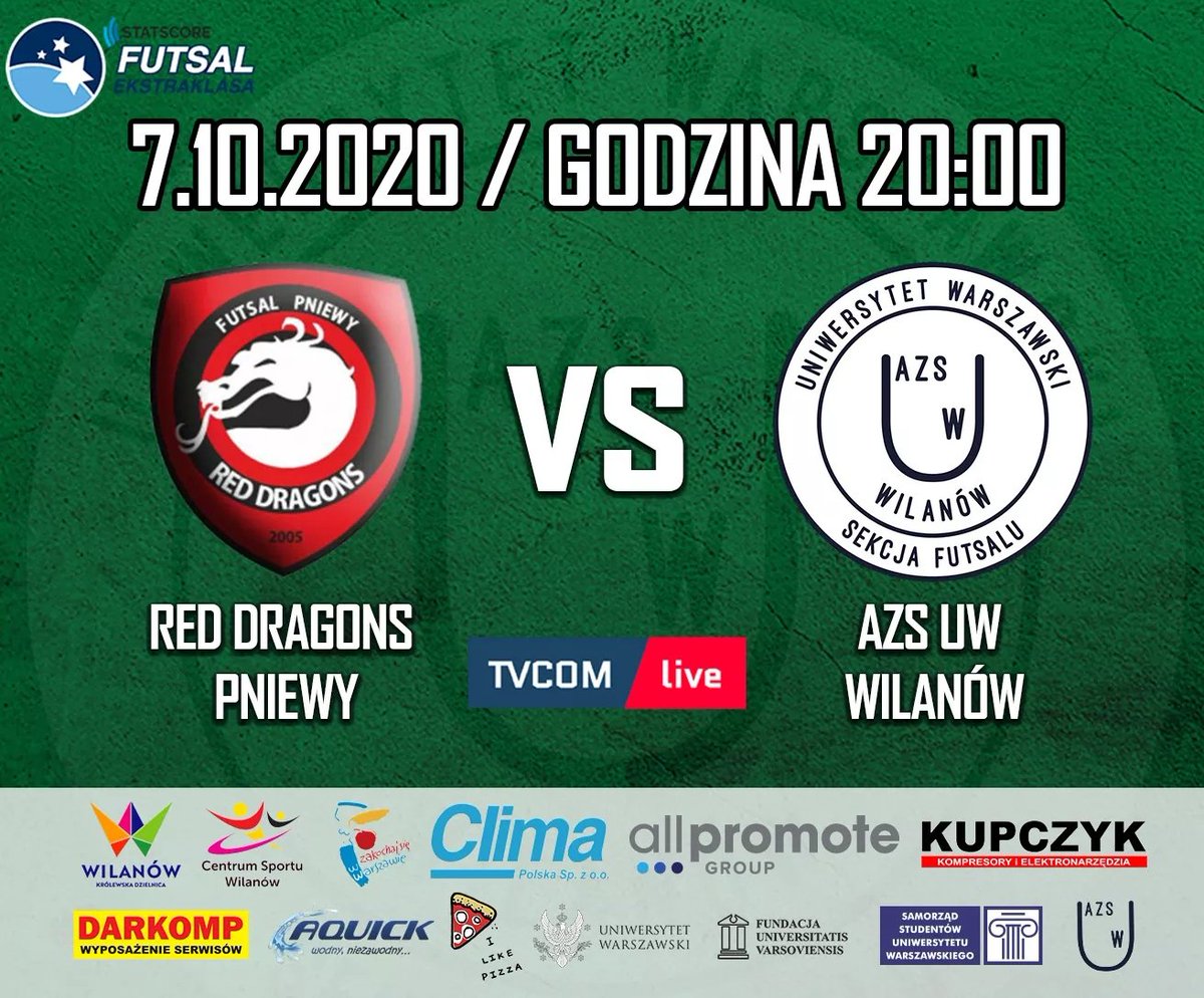 azsuwwilanow's tweet photo. Nie zwalniamy tempa! Czas na 6. kolejkę STATSCORE @FutsalEkstra
📆 7.10 (środa)
🕒 20:00
🏟️ Hala OSiR w Pniewach
🆚 Red Dragons Pniewy
📺 https://t.co/TZF0XAGQfB ⬅️ transmisja w https://t.co/kX9FBGywnc
#futsal #futsalpl #Warszawa #Wilanow https://t.co/ganwn0pHsh