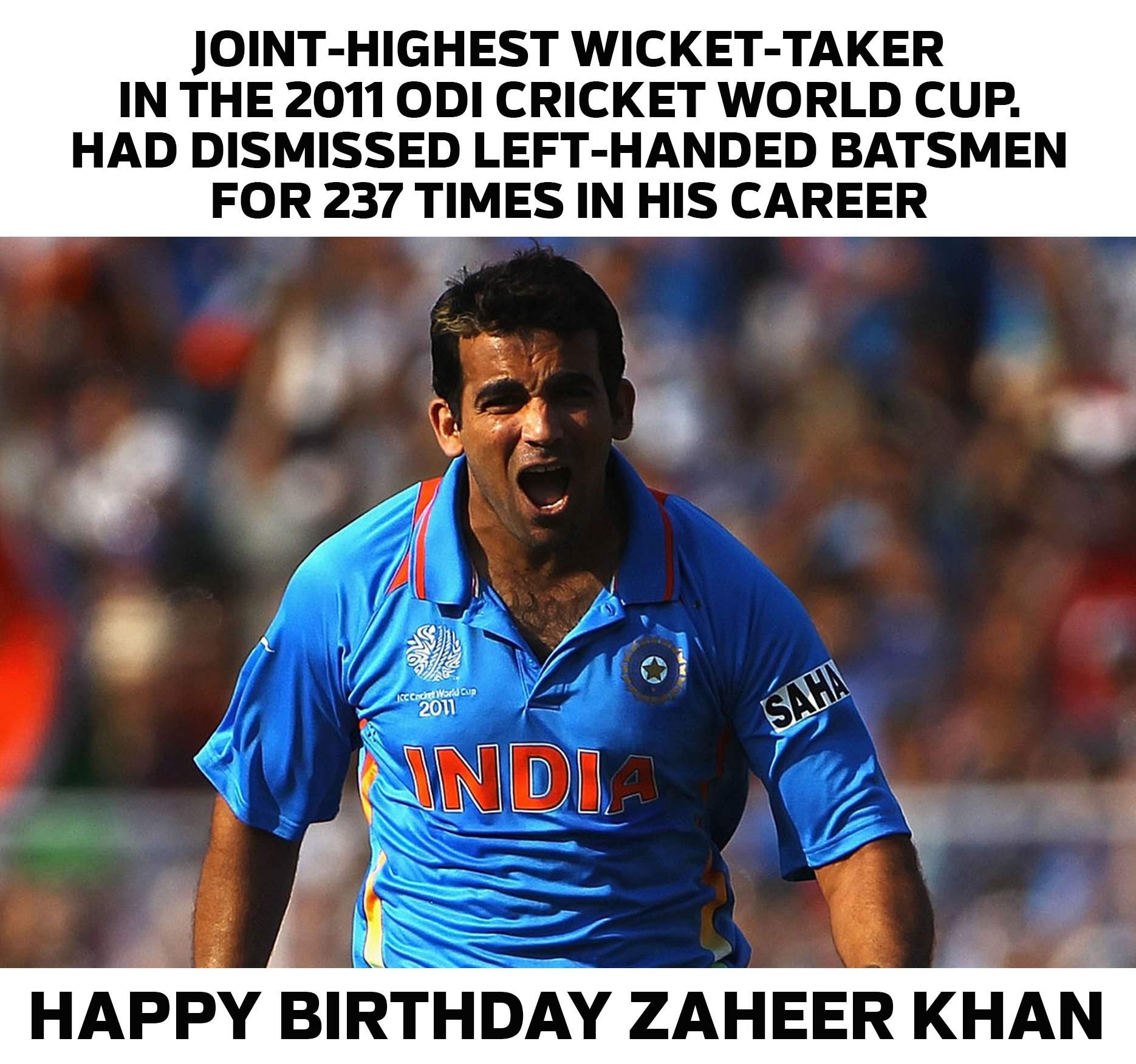 Wishing former Indian pacer Zaheer Khan a very happy birthday.   