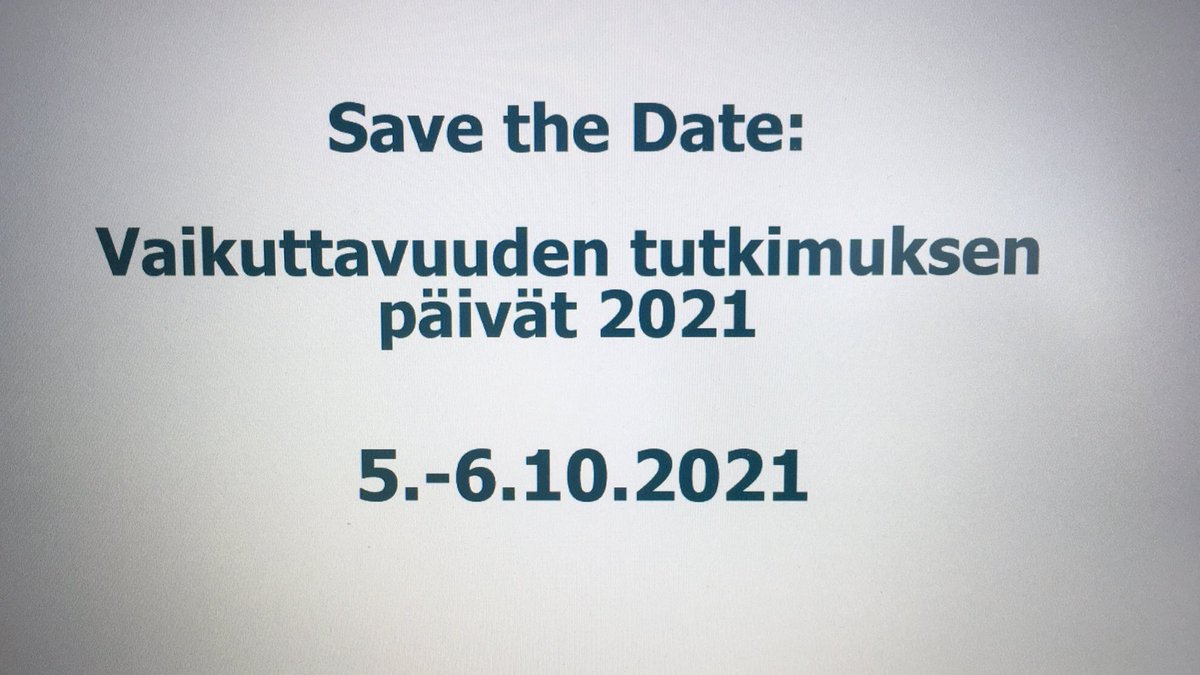 #VTpaivat2020 #vaikuttavuus #VTpaivat2021 

Ensivuonna nähdään jälleen Vaikuttavuuden tutkimuksen päivillä! 

#kiitos