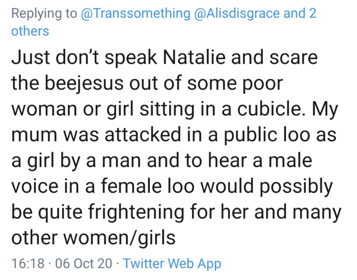 Absolute stonker of an example of how they deliberately target our insecurities in order to maximise hurt. I hate my voice and I never speak in public places like this because I'm scared of repercussions, but despite this I'm apparently literally terrifying