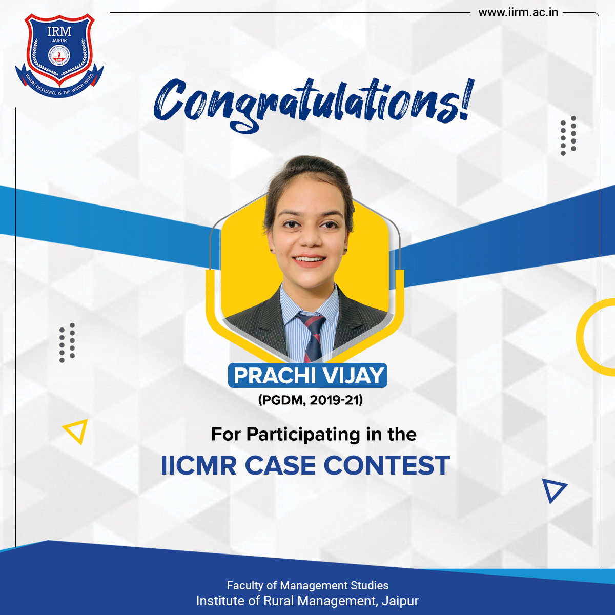 fmsirm's tweet photo. FMS IRM congratulates Ms. Prachi Vijay (PGDM, Batch 2019-21) for participating in the IICMR Case Contest. We wish you luck for all your future endeavors.
-
-
-
-
#FMSIRM #FMS #IRM #CaseContest #CaseStudy #CaseStudyAnalysis #CaseContestWinner #IICMR #CaseStudies https://t.co/a5KRoDFpeb