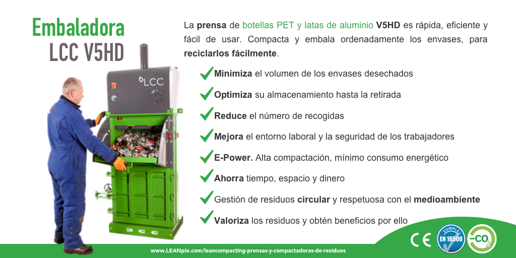 LEANpio's tweet photo. La mejor opción para reciclar ♻️ #latas de aluminio y #botellas PET❕❕ Eche un vistazo a la prensa #embaladora V5HD en este enlace 👉 https://t.co/6f2VJnNBZV
#GestiónDeResiduos #Compactar #Reciclaje #Valorización #Residuos #PET #Aluminio #EconomíaCircular #MedioAmbiente #Eco https://t.co/ePvWPf7jAd