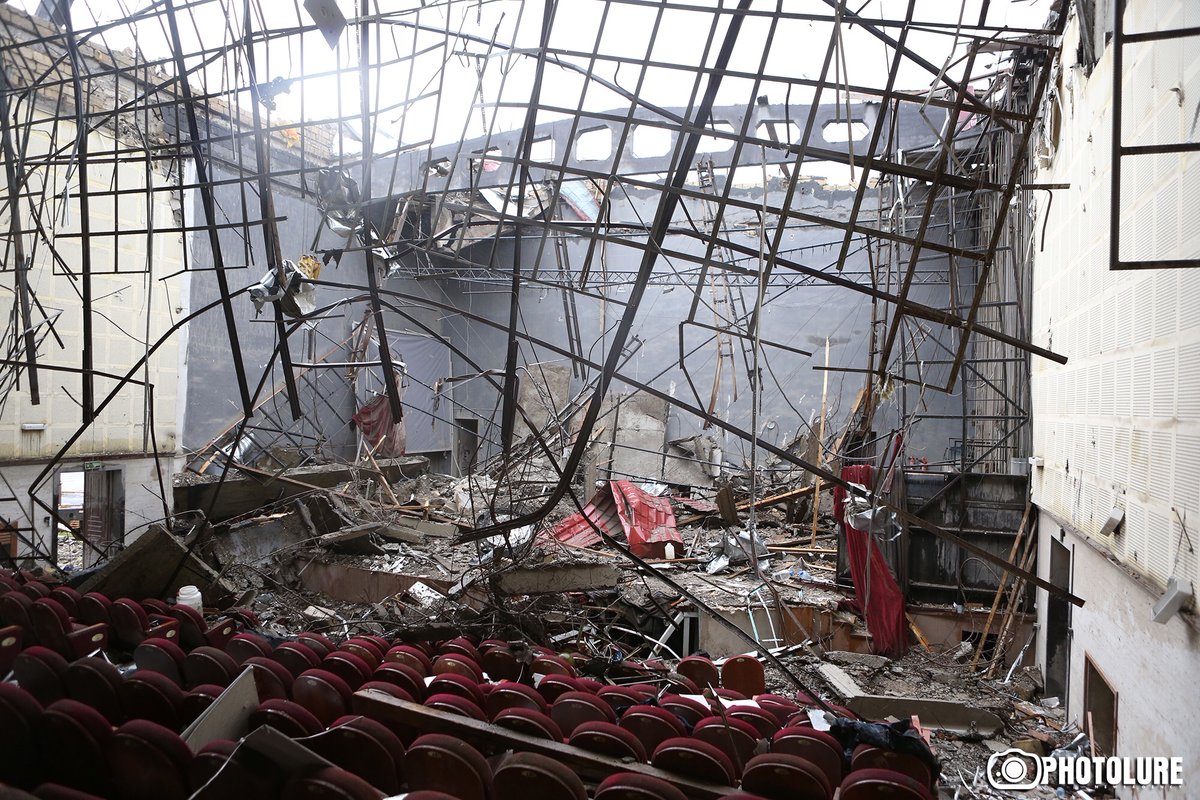 ArtsakhOfficial's tweet photo. For past several days, cultural cradle of #Artsakh, #Shushi &amp; its civilian infrastructure is also being targeted by #Azerbaijan'i armed forces. #Art &amp; #Youth Center is now covered in ruins &amp; missiles spotted unexploded in streets.
#ArtsakhStrong

📸: Hayk Baghdasaryan |@photolure https://t.co/KaIjRwNAbV