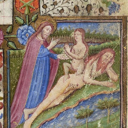 She is just *climbing* out of him. (Morgan Library, MS m287, f. 035r)