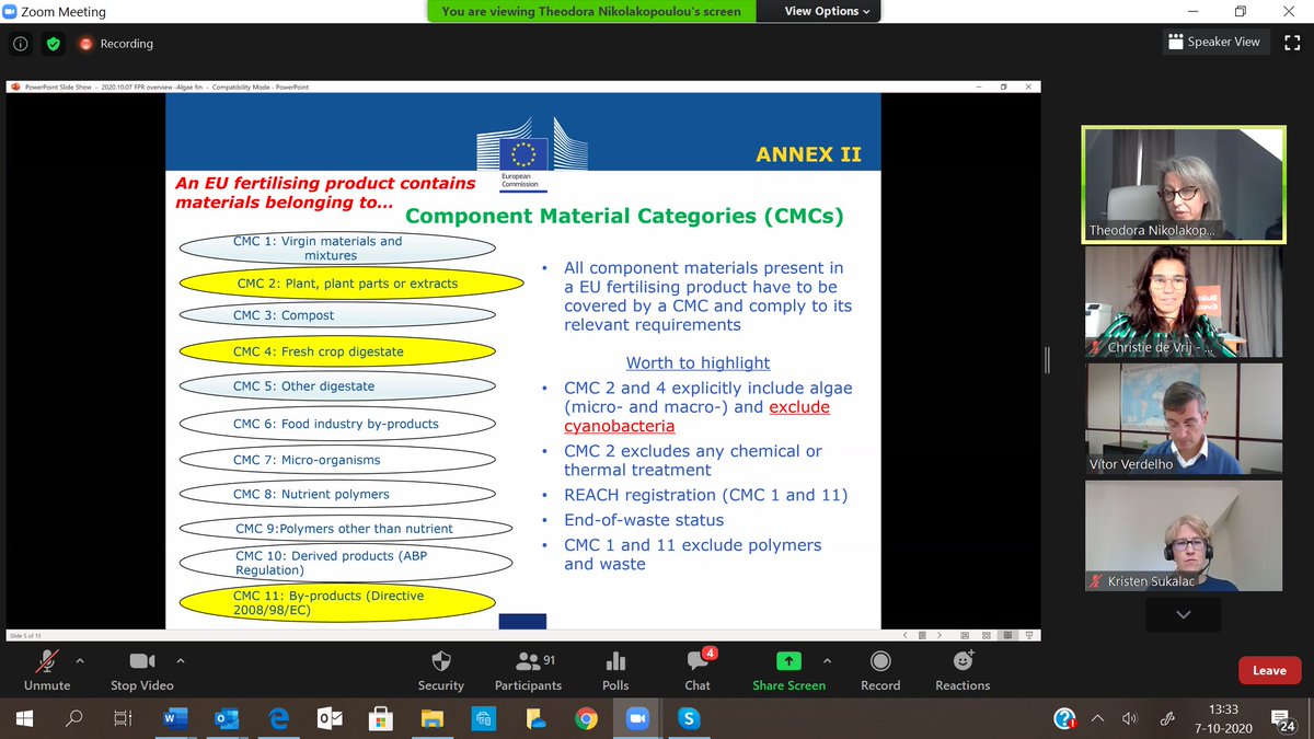 EABA_Algae's tweet image. @EABA_Algae #Algae #Biofertilizers &amp;amp; #Biostimulants webinar with Theodora Nikolakopoulou @EU_Commission #DGGrow presenting `EU Fertilising Products Regulation: Implementation and future development`. @Buildingonevent #microalgae #macroalgae #technology #regulation #implemention