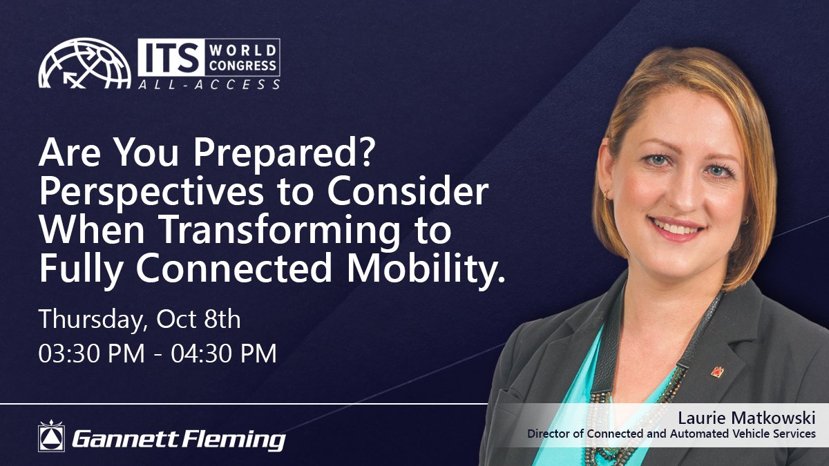 Laurie Matkowski (@lauriematkowski) on Twitter photo Are you prepared for the future of connected mobility? Join me Thursday for a panel discussion at ITS World Congress as we explore best practices & lessons learned. Click for more info: itsamericaevents.com/its-all-access…. #transportation #ConnectedVehicles <a href="/GannettFleming/">Gannett Fleming</a> <a href="/ITSAEvents/">ITS America Events</a> Are you prepared for the future of connected mobility? Join me Thursday for a panel discussion at ITS World Congress as we explore best practices & lessons learned. Click for more info: itsamericaevents.com/its-all-access…. #transportation #ConnectedVehicles <a href="/GannettFleming/">Gannett Fleming</a> <a href="/ITSAEvents/">ITS America Events</a>
