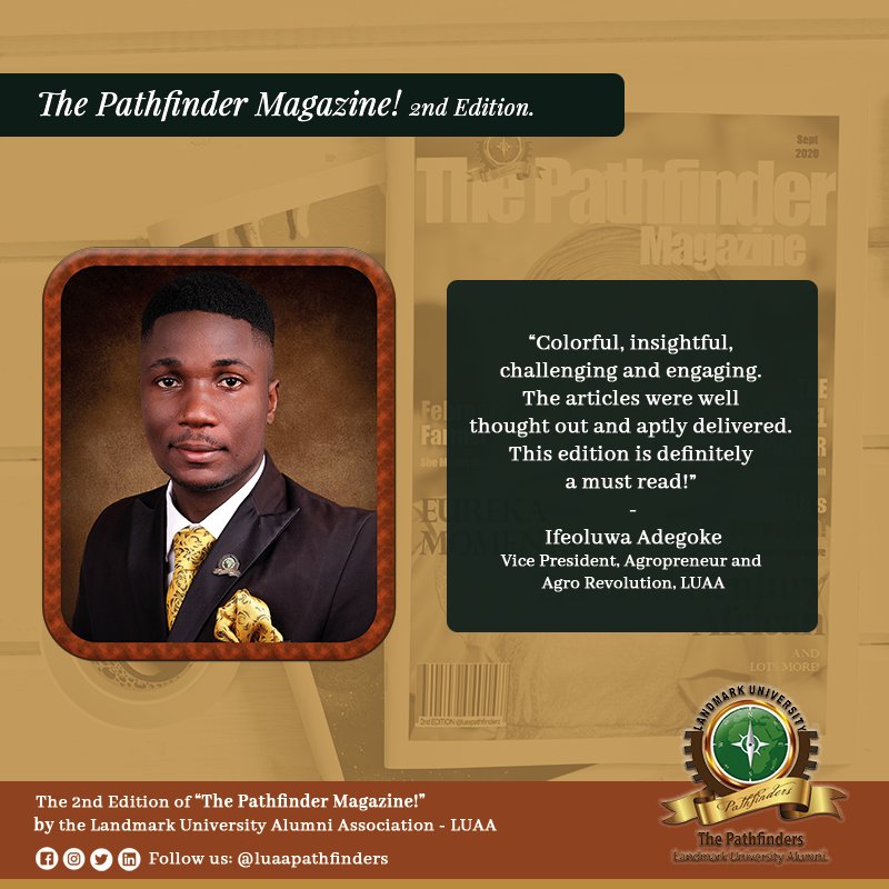 luaapathfinders's tweet photo. Our executives share their thoughts about the latest edition of #ThePathfinderMagazine!
Did you miss this?
Access a #digital copy today by clicking the link on our bio: https://t.co/Wwm7J01JYE
Enjoy #reading.π
#LUAA #Pathfinders #Executives #Service #Leaders #Magazine https://t.co/h7VsUbkBqQ
