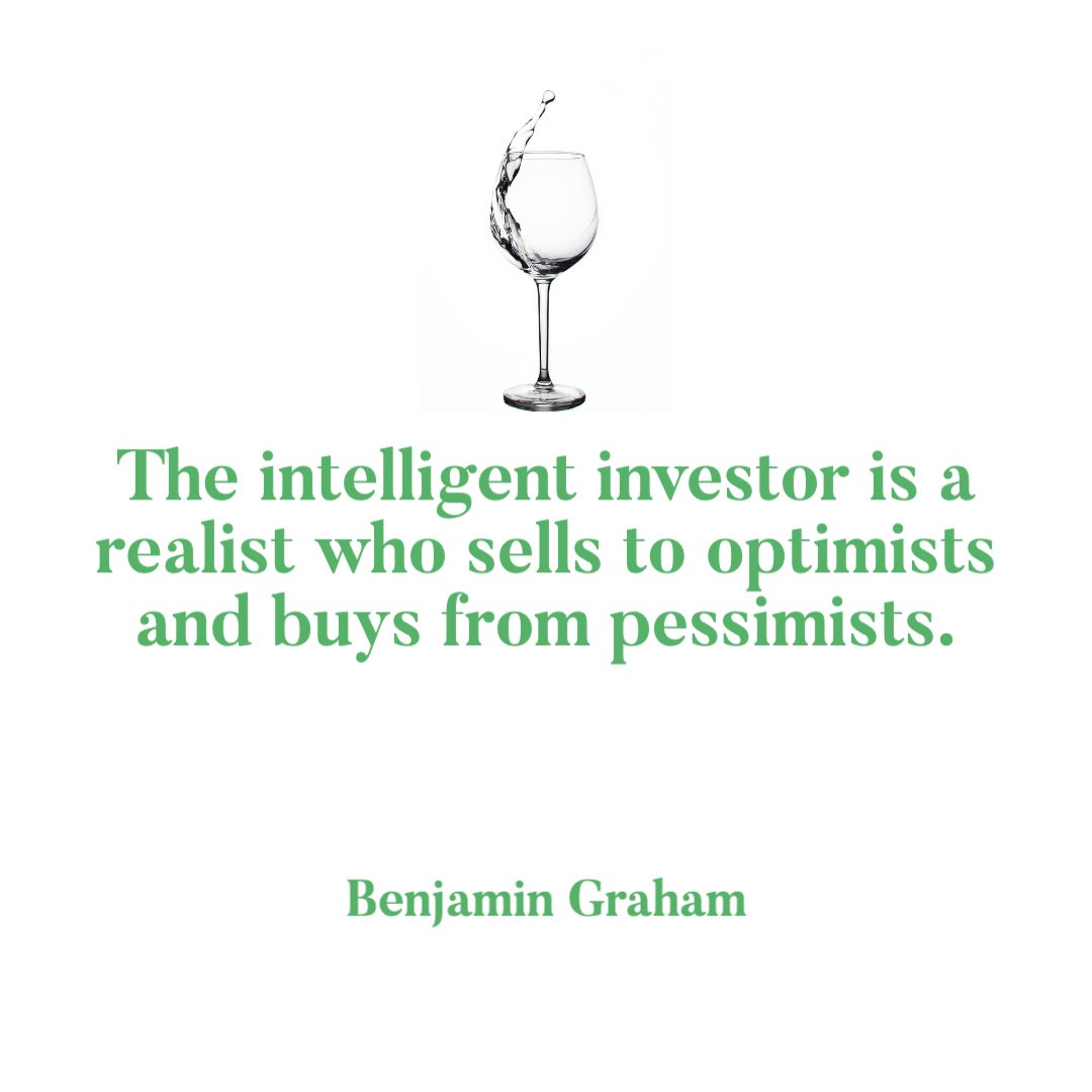 LettuceInvest's tweet photo. "The intelligent investor is a realist who sells to optimists and buys from pessimists." - Benjamin Graham #wisdomwednesday #investing https://t.co/VOGF8lcqpw