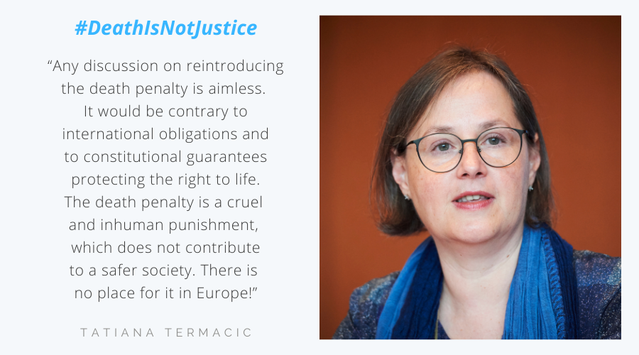 "There is no place for #DeathPenalty in Europe!"

<a href="/TatianaTer1/">Tatiana Ter</a>, Head of the <a href="/coe/">Council of Europe</a> Coordination and international cooperation division, joins our campaign  #DeathIsNotJustice ahead of #WorldDayAgainstDeathPenalty 2020

👉 Pick a quote here bit.ly/2Gp3Xh8 and share it!