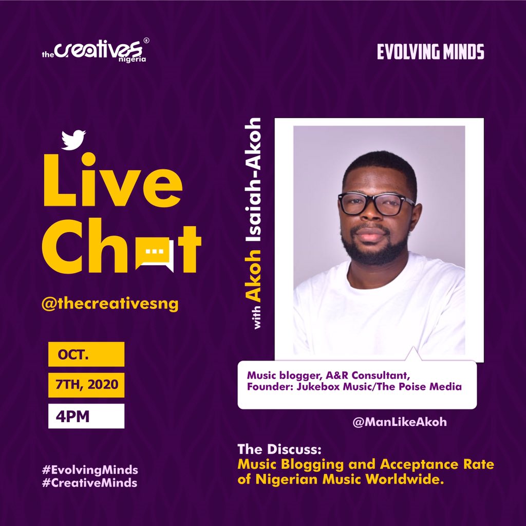 thecreativesng's tweet image. @ManLikeAkoh moral?? 

We are minutes away from this chat!! 

👇🏽👇🏽👇🏽👇🏽

#ChatWithAkohIsaiah 
#evolvingminds 
#AbujaTwitterCommunity