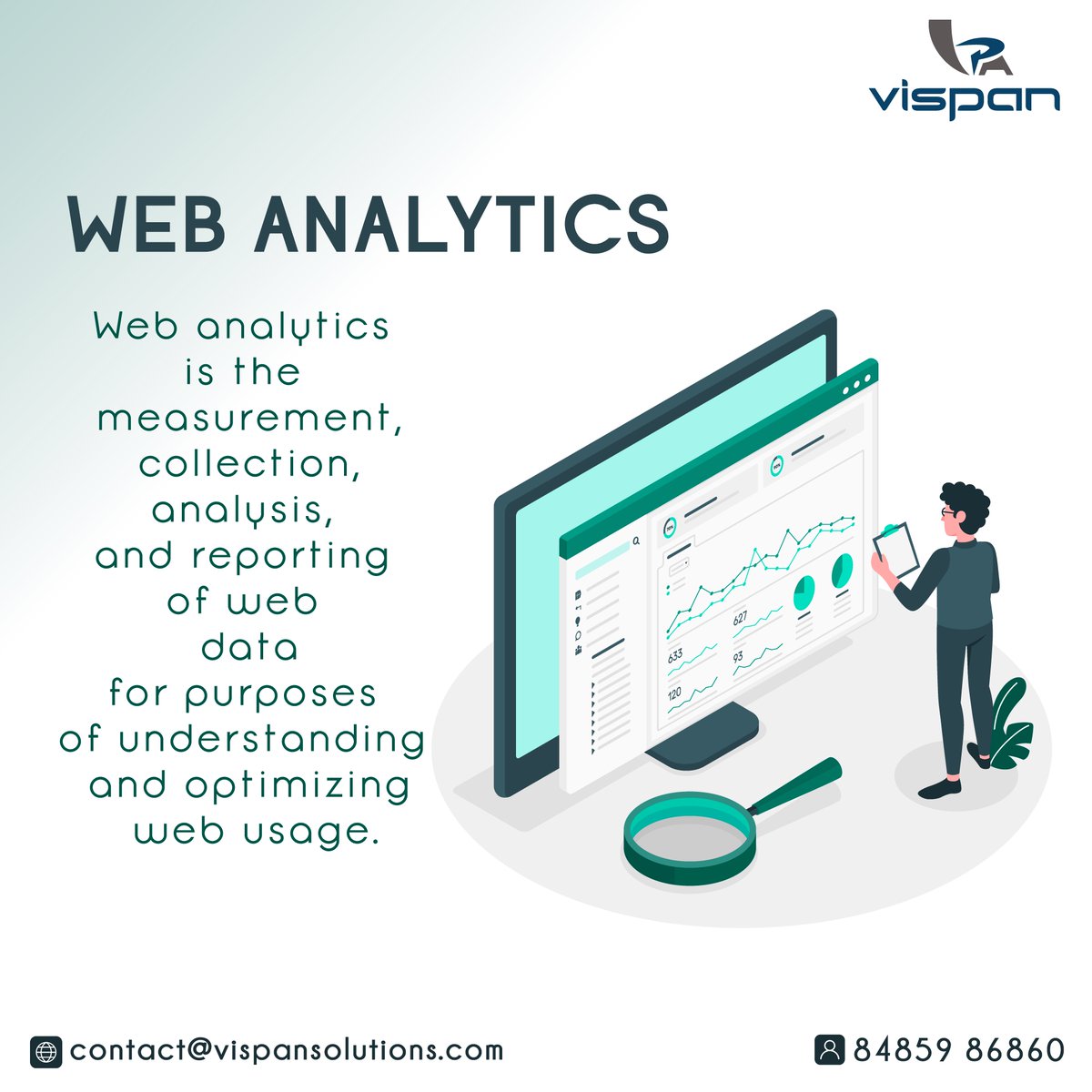Vispansolutions's tweet photo. Wondering what is web analytics?
Here's presenting a brief idea about it.
Website: https://t.co/HEuI0Y6kfj
#SocialMedia #DigitalMarketing #marketing #distancelearning #online #onlinemarketing #onlinecoach #learning #improving #webanalytics #webanalyzer #webanalysis #webanalyst https://t.co/F7iQfRSbhn