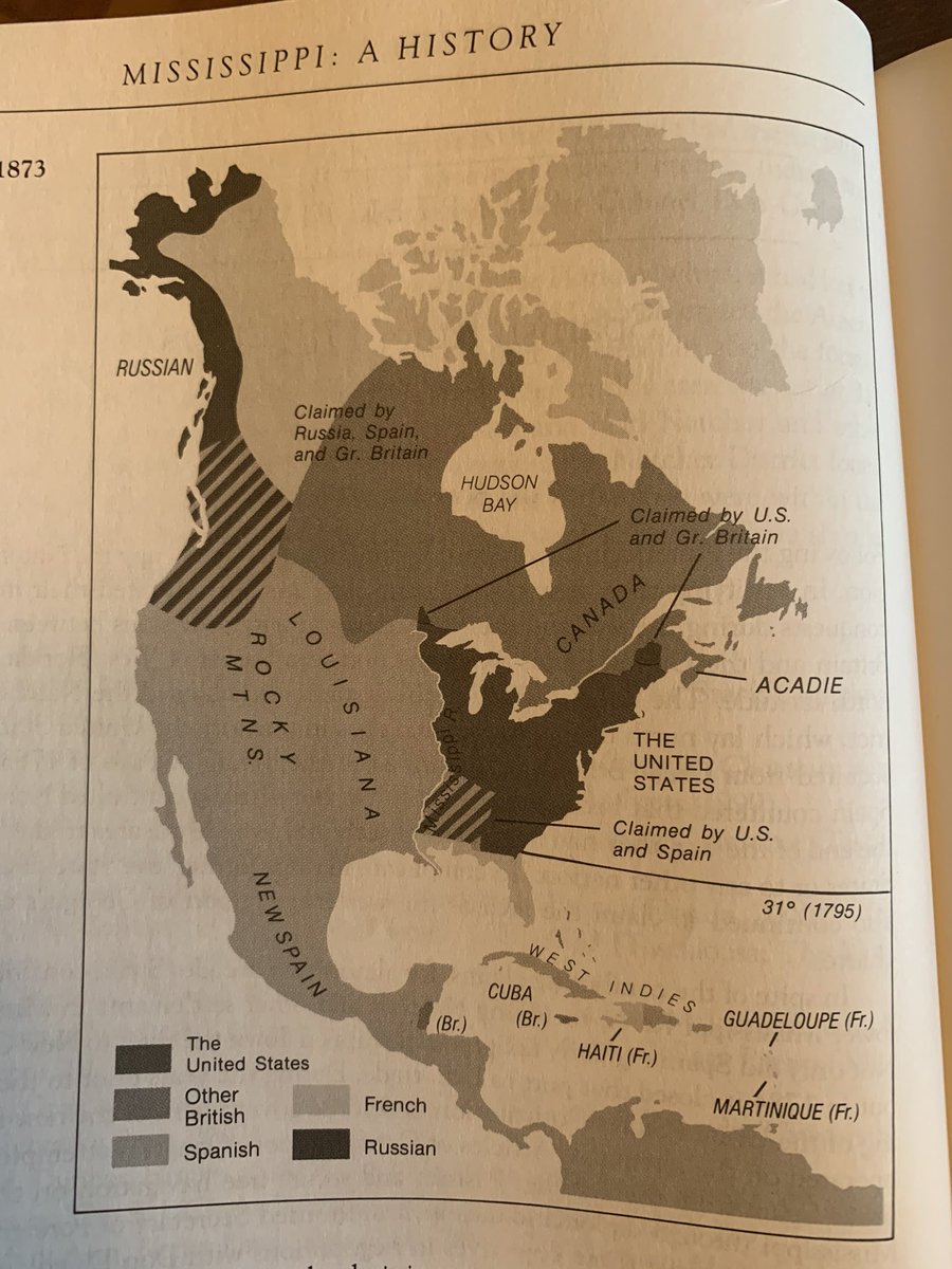 But the land doesn’t determine everything. Geopolitics turned places like late 18th/early 19th c Mississippi into zones of competing and often overlapping colonial zones, giving us oddities like “West Florida.”