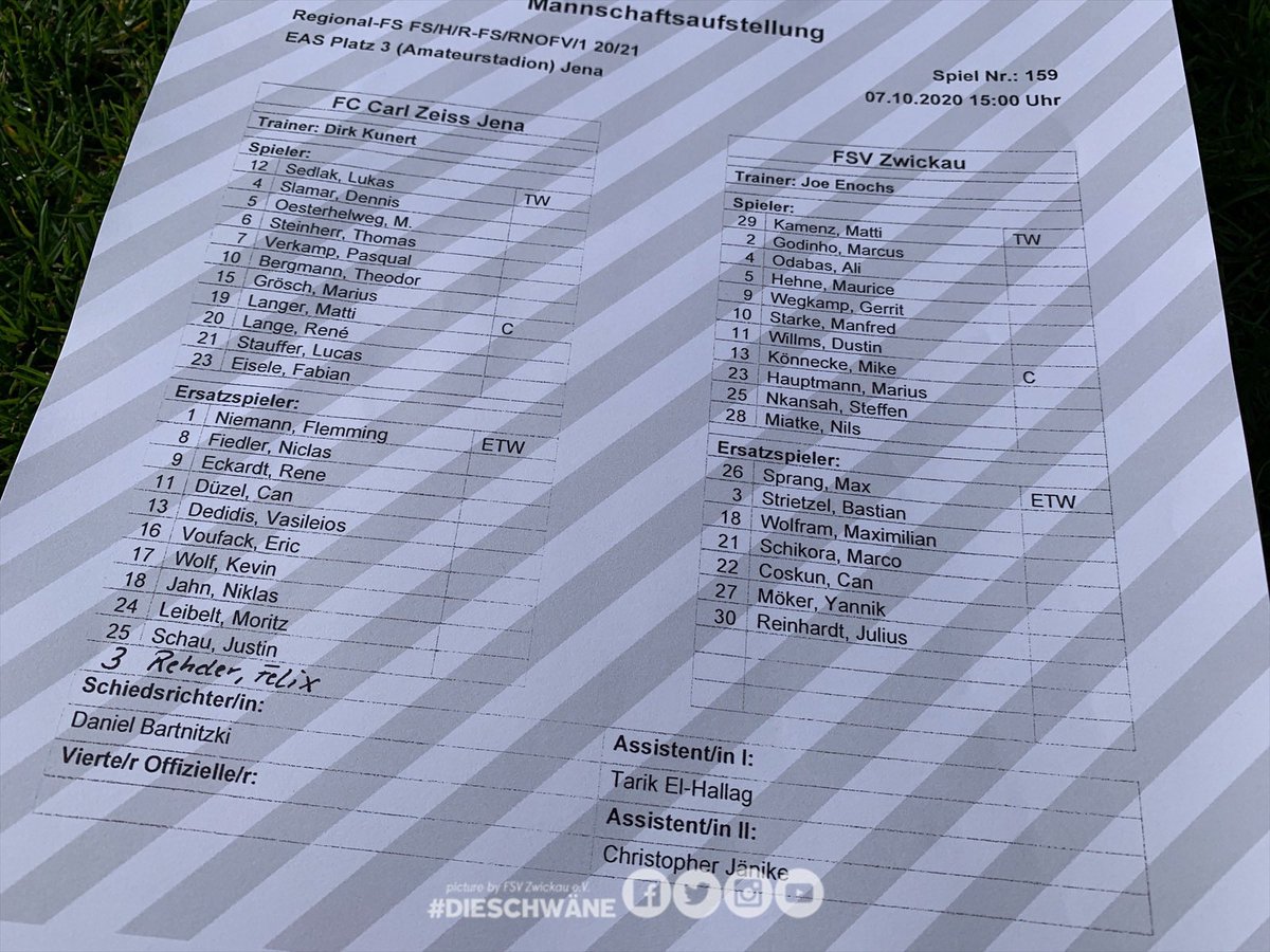 FSVZwickau's tweet image. ... und hier sind die Aufstellungen zu #FCCFSV. Beim @fccarlzeissjena gibt es ein Wiedersehen mit Fabian #Eisele und René #Lange 🙋‍♂️