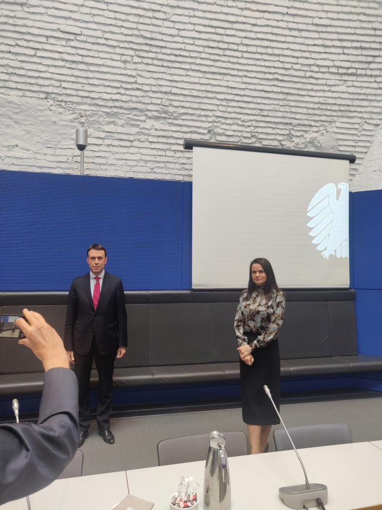 Thank you SPD for a warm meeting and your solidarity! Just spoke with German Social-Democrats, Norbert Walter-Borjans, Gabriela Heinrich, Rolf Mützenich, and Nils Schmid about the crucial role of workers in our fight for freedom, human rights, and democracy. Danke!