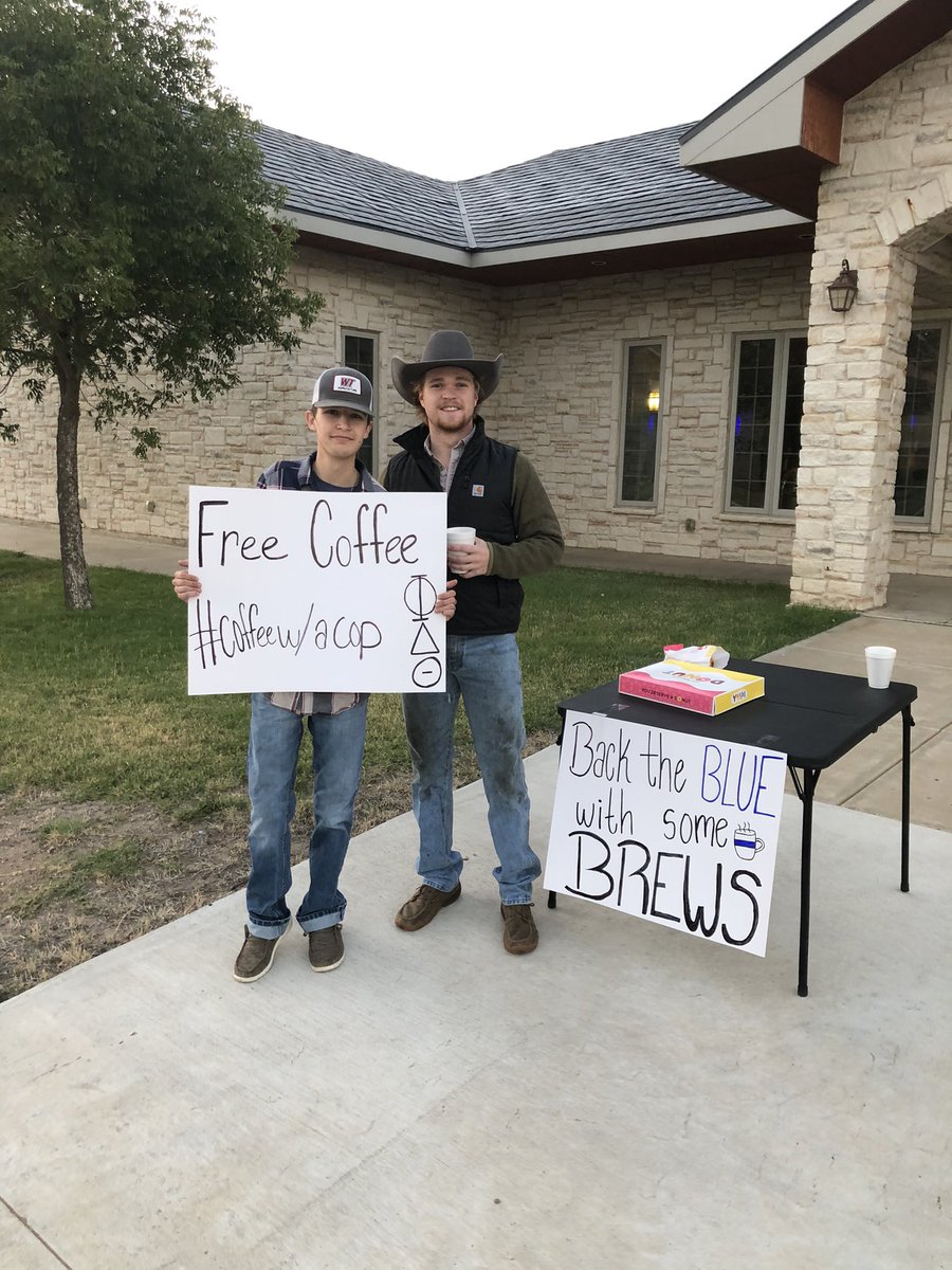 taylorvreed's tweet photo. Hey @WTAMU_Police come get a free coffee from the Phi’s https://t.co/SxNOa8pKqC