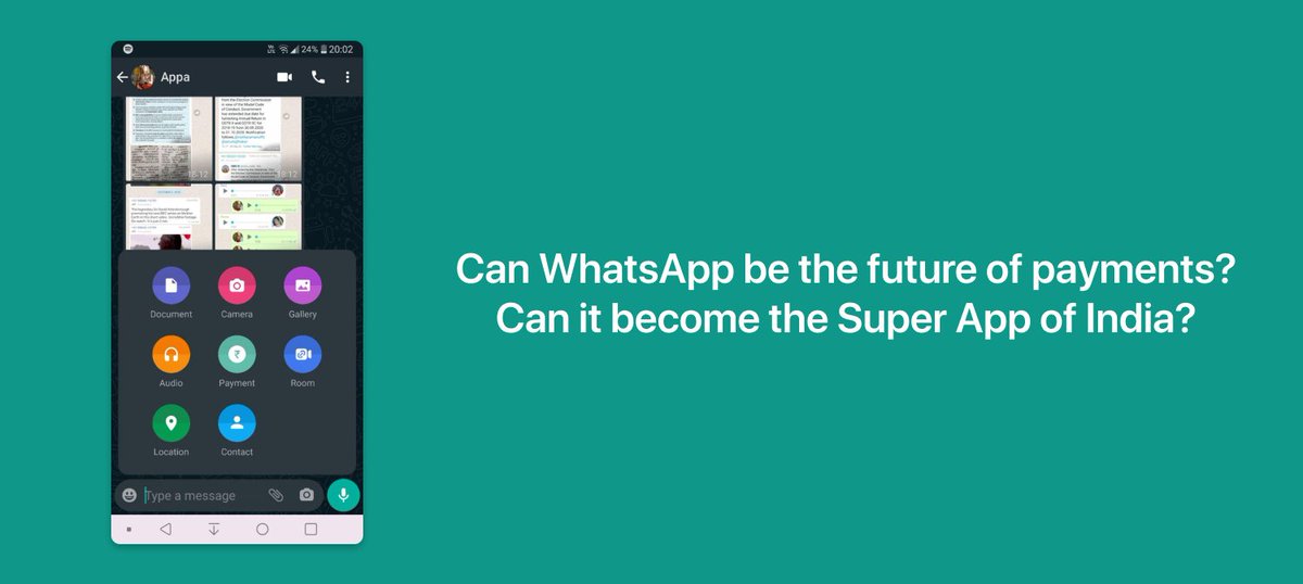  Payments?Now that we have seen how Gen-X uses WhatsApp, we can now try to question and understand in what all ways WhatsApp can be used.WhatsApp is a powerful platform and used at very high frequency by its users. Gen-X is engaged with WhatsApp like no other app.14/x