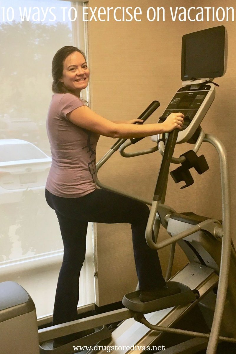 You don't have to stop your workout routine when you're on a trip. I mean, you WANT to, but you also want to eat at the breakfast buffet.

So eat like you're on vacation and workout like you're at home.

Find 10 ways to exercise on vacation in our post: drugstoredivas.net/how-to-exercis…
