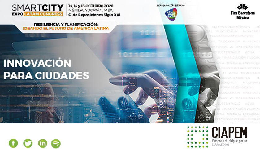 ciapemnacional's tweet photo. #EventosCIAPEM| 13 Octubre 2020 10:30 hrs | Smart City Expo LATAM Congress 2020 | Perspectivas de la Transformación Digital para el Futuro del Gobierno #SCELC
Sigue la participación de Gobiernos Estatales y Municipales #CIAPEM
https://t.co/tiqYRLwbom https://t.co/4dwvGiNrkg