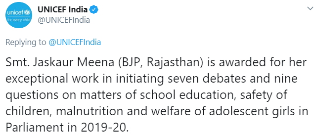 1stIndiaNews's tweet photo. #Dausa: सांसद @JaskaurBJP को मिलेगा अवॉर्ड

यूनिसेफ की ओर से पीजीसी अवॉर्ड, महिला शिक्षा, सुरक्षा व महिला सशक्तिकरण कार्यों पर मिलेगा, यूनिसेफ की ओर से ट्वीट कर दी गई जानकारी, सांसद जसकौर ने यूनिसेफ का किया धन्यवाद

@UNICEFIndia @BJP4India https://t.co/OXcCVOu9vg