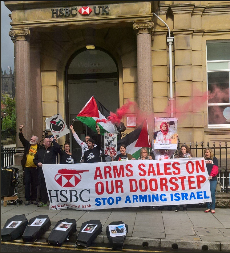 PSCupdates's tweet photo. HSBC invests nearly £100mil worth of shares in Caterpillar – who supply the Israeli army with bulldozers which are weaponised & used to demolish Palestinian communities & build Israel’s apartheid infrastructure. @HSBC #StopArmingIsrael! https://t.co/HcLPa6ASlM