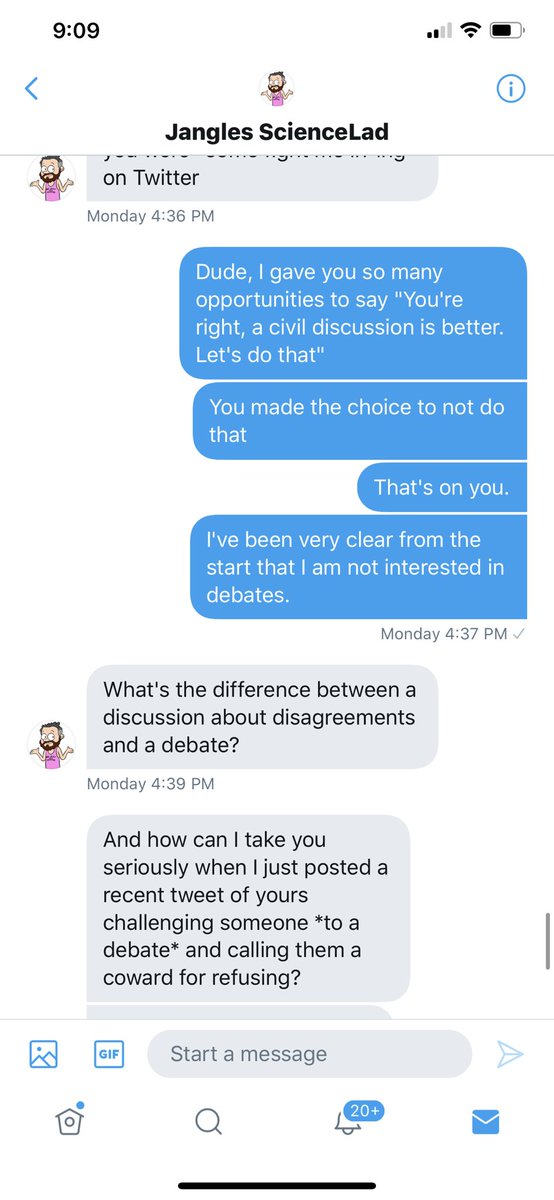For those who have questions about why I will not debate  @sjwdebates, you can refer to this DM conversation with him I had yesterday.TLDR: I offered to have an adult discussion on my channel. He showed he wasn’t capable of that.