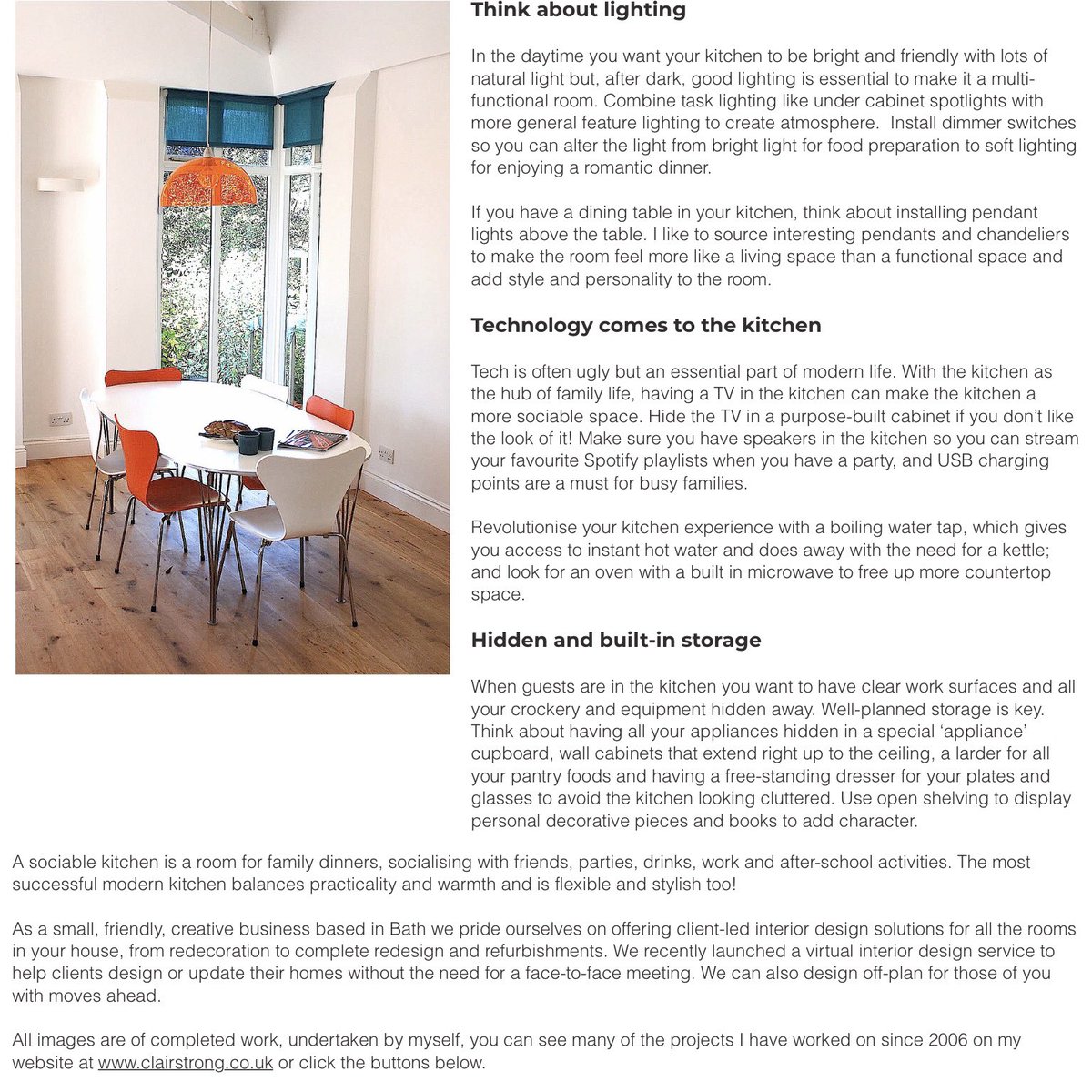 ClairStrongBath's tweet photo. Lovely to be included in the latest issue of @InBath digital magazine talking about how to create a sociable kitchen. Read my top design tips here
https://t.co/UeVLF4CSUS
#bathinteriordesigner #kitchendesign #bathomes #sociablekitchen #interiordesigner https://t.co/0V7SgNJVSD