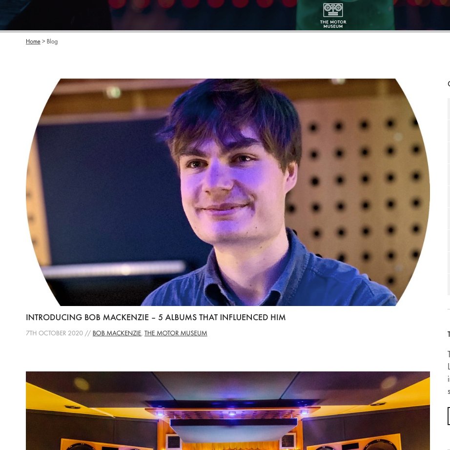 Our newest in-house #engineer @bobmackenzie98 has written a blog about five albums that have influenced his approach to recording. There's some gems on there from <a href="/boniver/">Bon Iver</a> <a href="/benhoward_/">Ben Howard</a> <a href="/amywinehouse/">Amy Winehouse</a> <a href="/macmiller/">Mac</a> and @thestonerosesofficial

themotormuseum.com/introducing-bo…