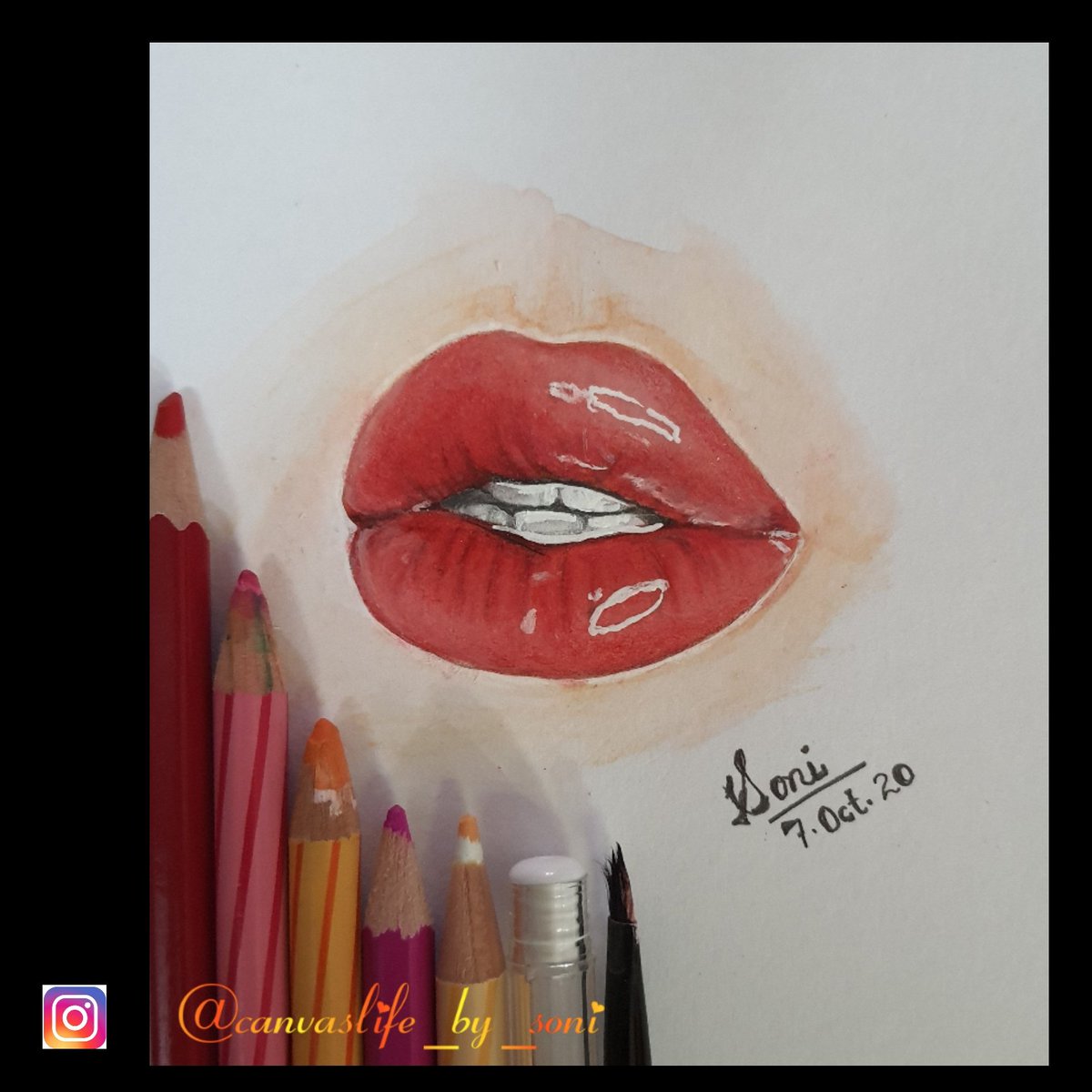 Soni_gulati's tweet photo. Color is the power which directly influences the soul..
Art of the day ...Red glossy lips 
Medium : watercolor
#ArtistOnTwitter #arttober2020 #artwork #art 
Watch time-lapse video 👇
https://t.co/NLajjn5iXy https://t.co/KS2sSvm20L